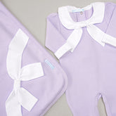 Macacão e Manta - Tricotil - Zoe - Lavanda e Branco